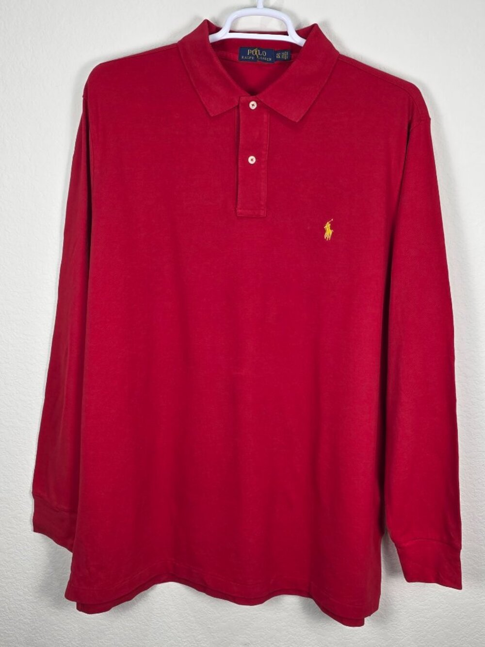 NWOT Polo Ralph Lauren Long Sleeve Polo Shirt Red Men's Big & Tall 2XB Yellow Po